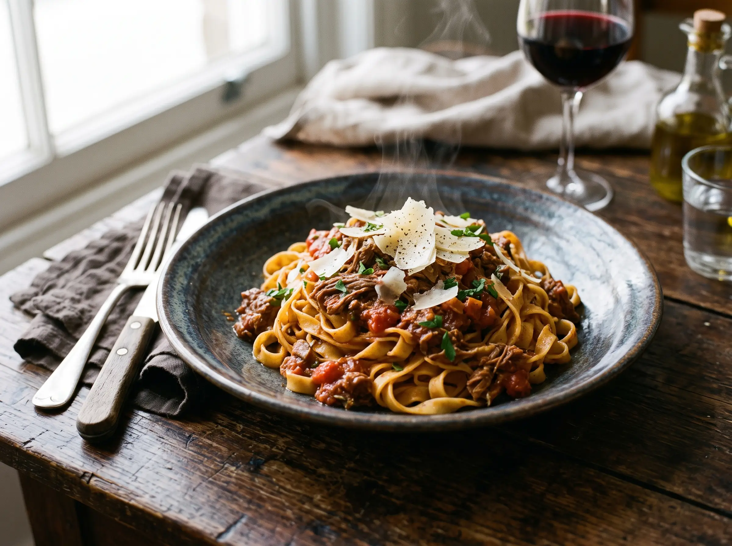 Tagliatelle al ragù – hausgemachte Pasta mit geschmortem Rind