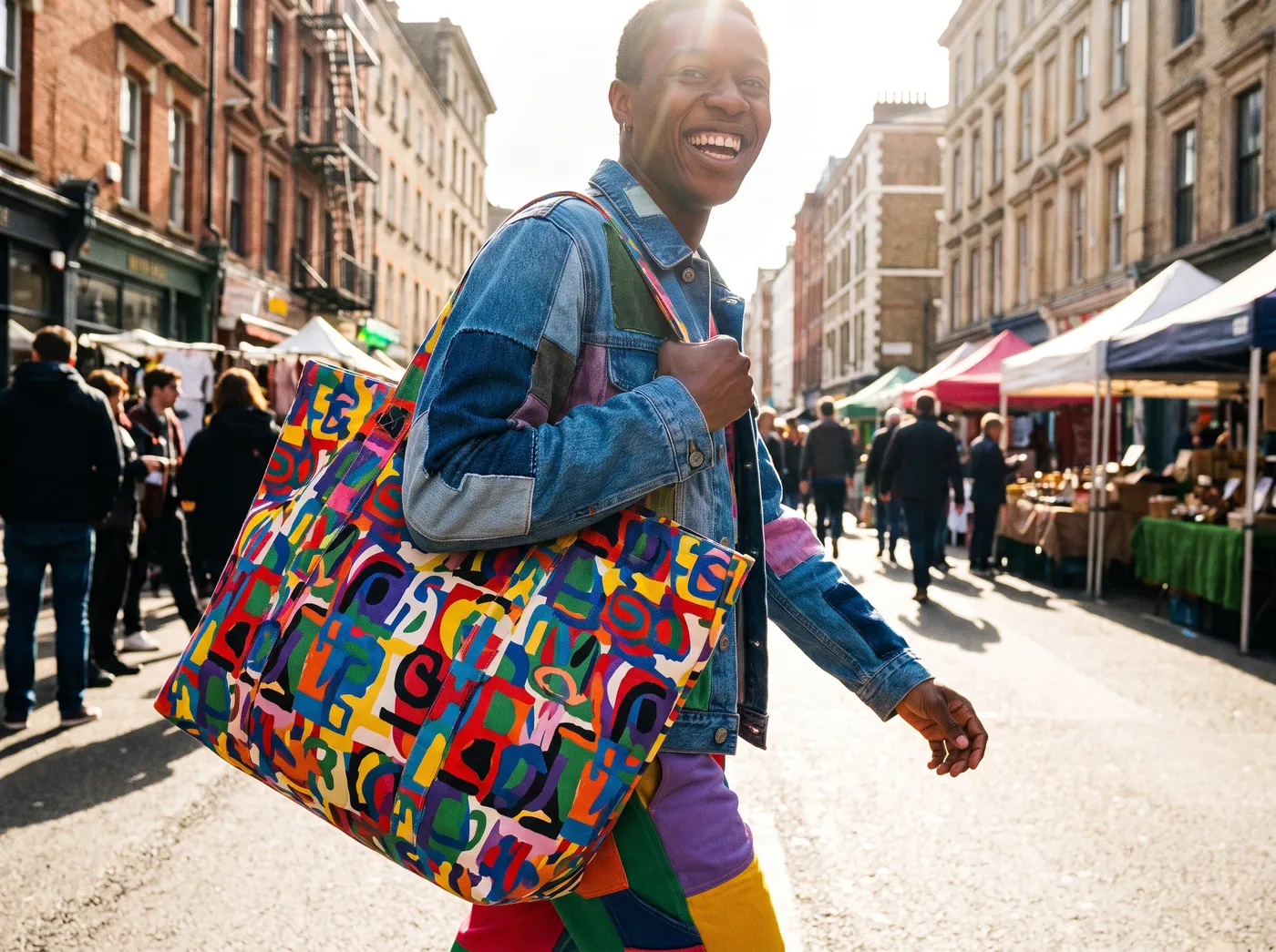 Bedruckte Stofftasche im Einsatz – Beispiel von Fly & Froth