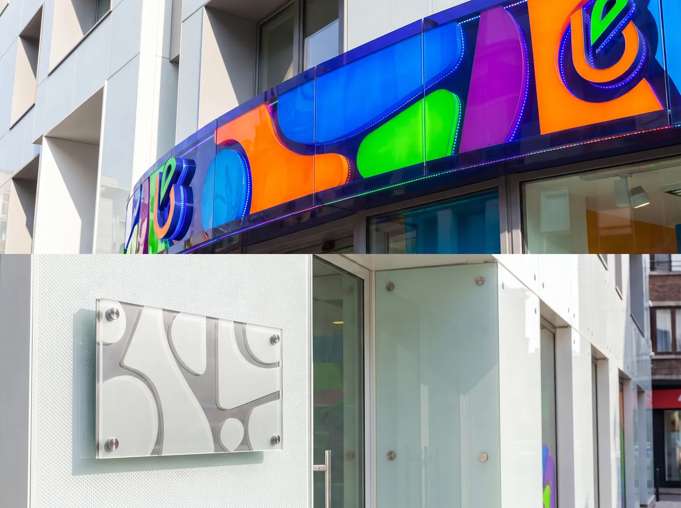 Firmenschild & Acrylglas-Schild an Fassade – Beispiel von Fly & Froth