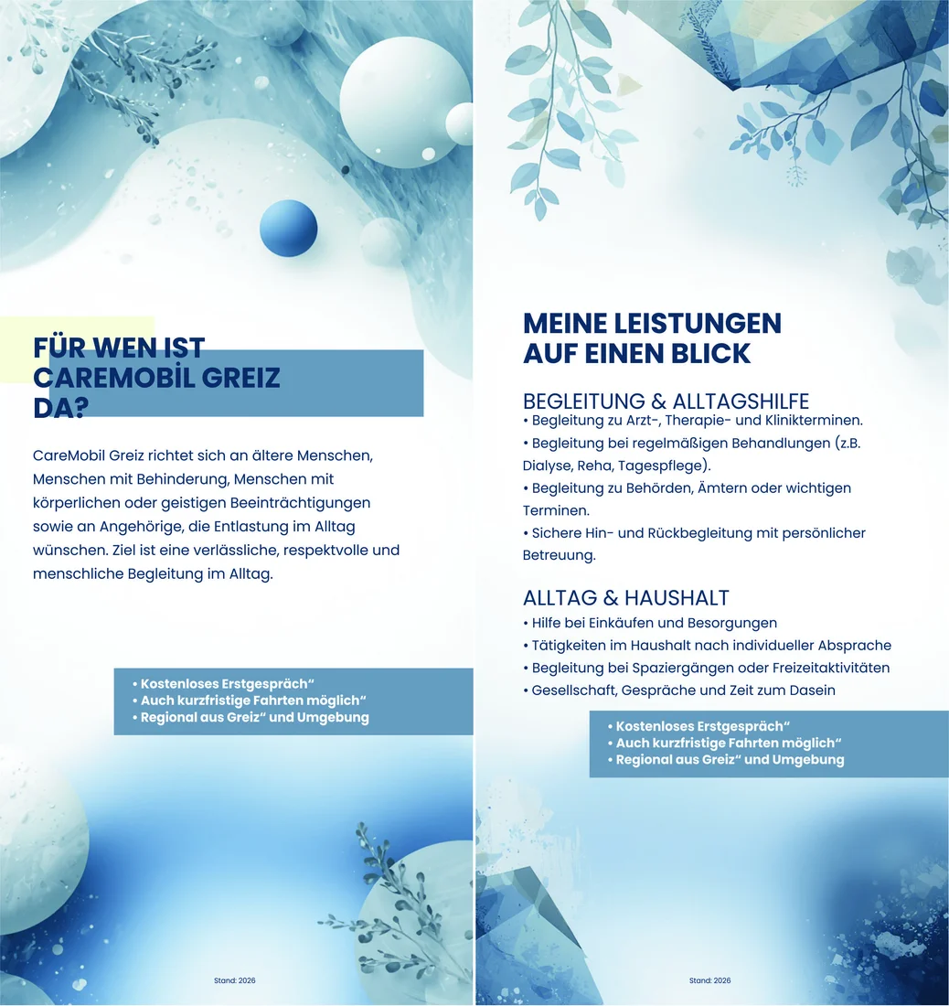 Flyerdesign Kundenreferenz Caremobil Flyer – Fly & Froth