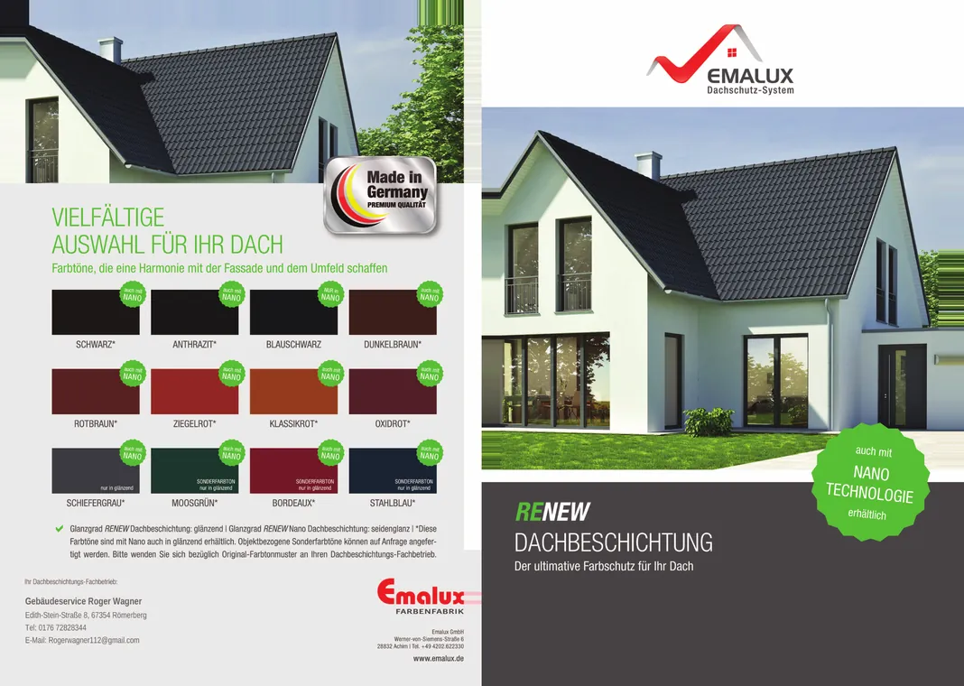 Flyerdesign Kundenreferenz Emalux Renew Aussen – Fly & Froth