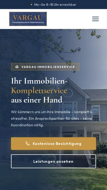 Mobilansicht der Website von VARGAU Immobilienservice