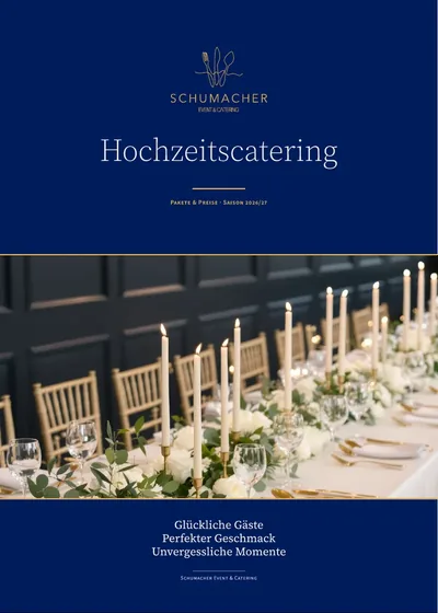 Broschüre Hochzeitscatering für Schumacher Catering