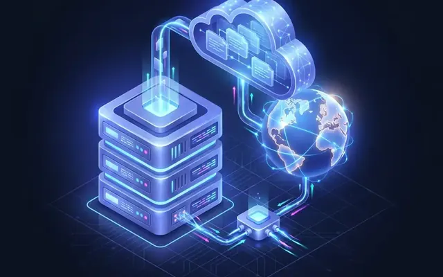 Symbolbild Server und Cloud für Domain und Hosting