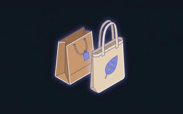 Symbolbild bedruckte Papiertasche und Stoffbeutel