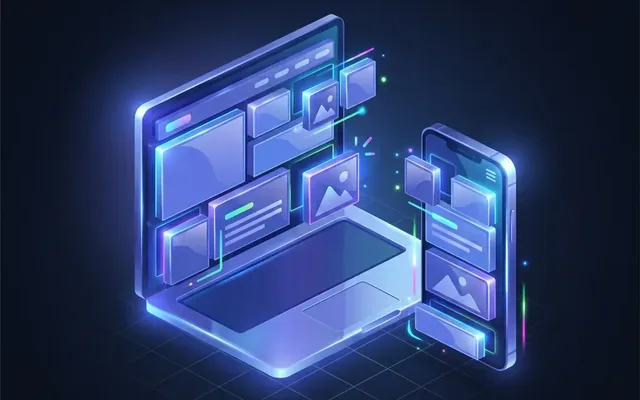 Illustration: Website-Layouts auf Laptop und Smartphone