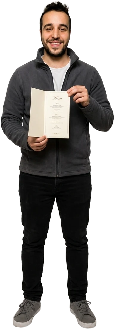 Mehmet Genco präsentiert eine Speisekarte für Gastronomen