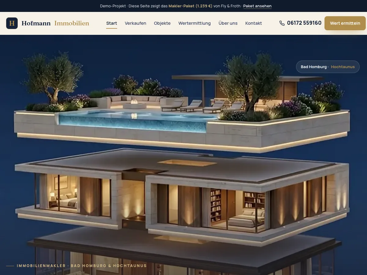 Hofmann Immobilien – Website-Demo von Fly & Froth
