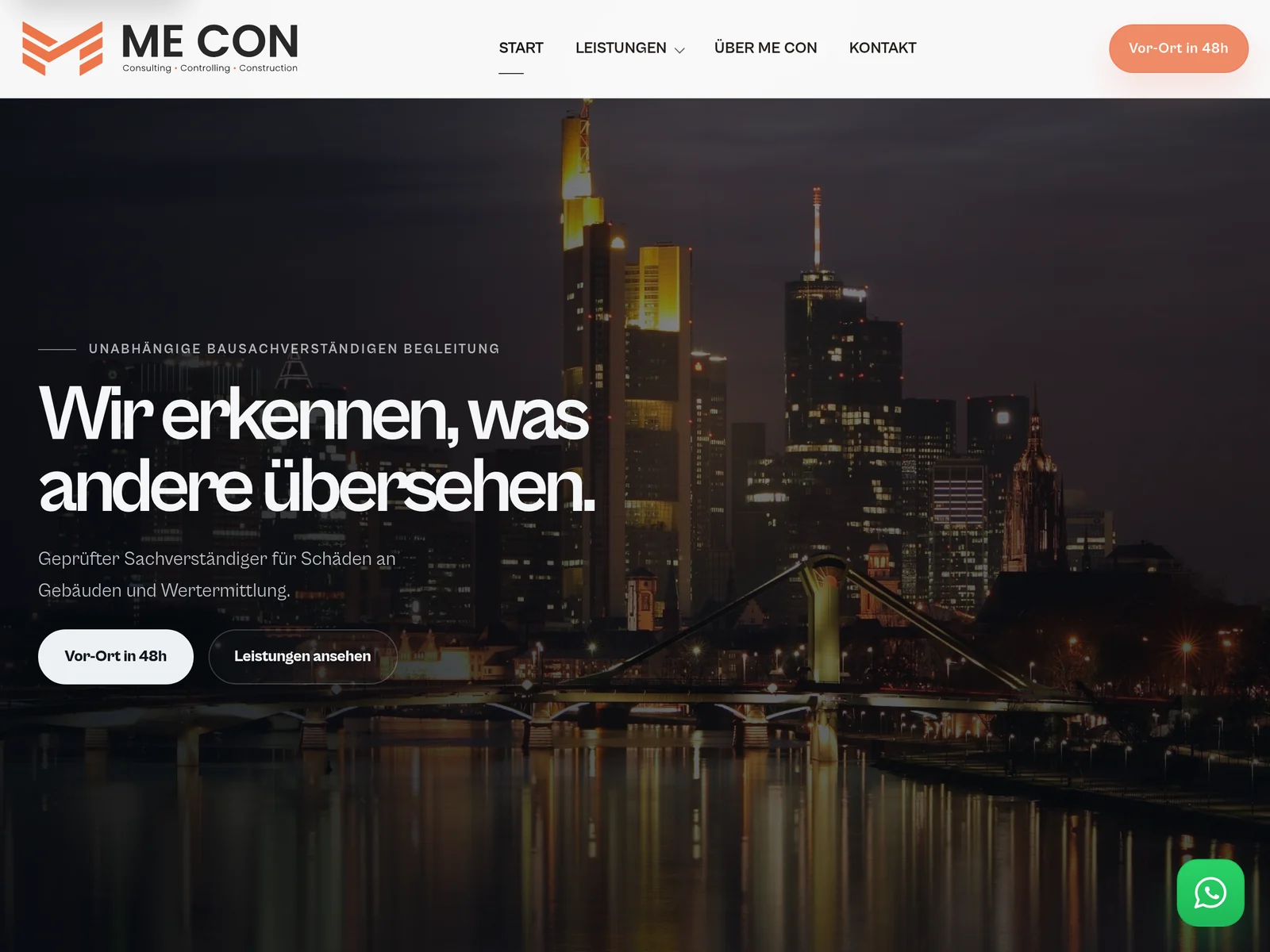 Sachverständigen-Website für ME CON – umgesetzte Kundenarbeit von Fly & Froth