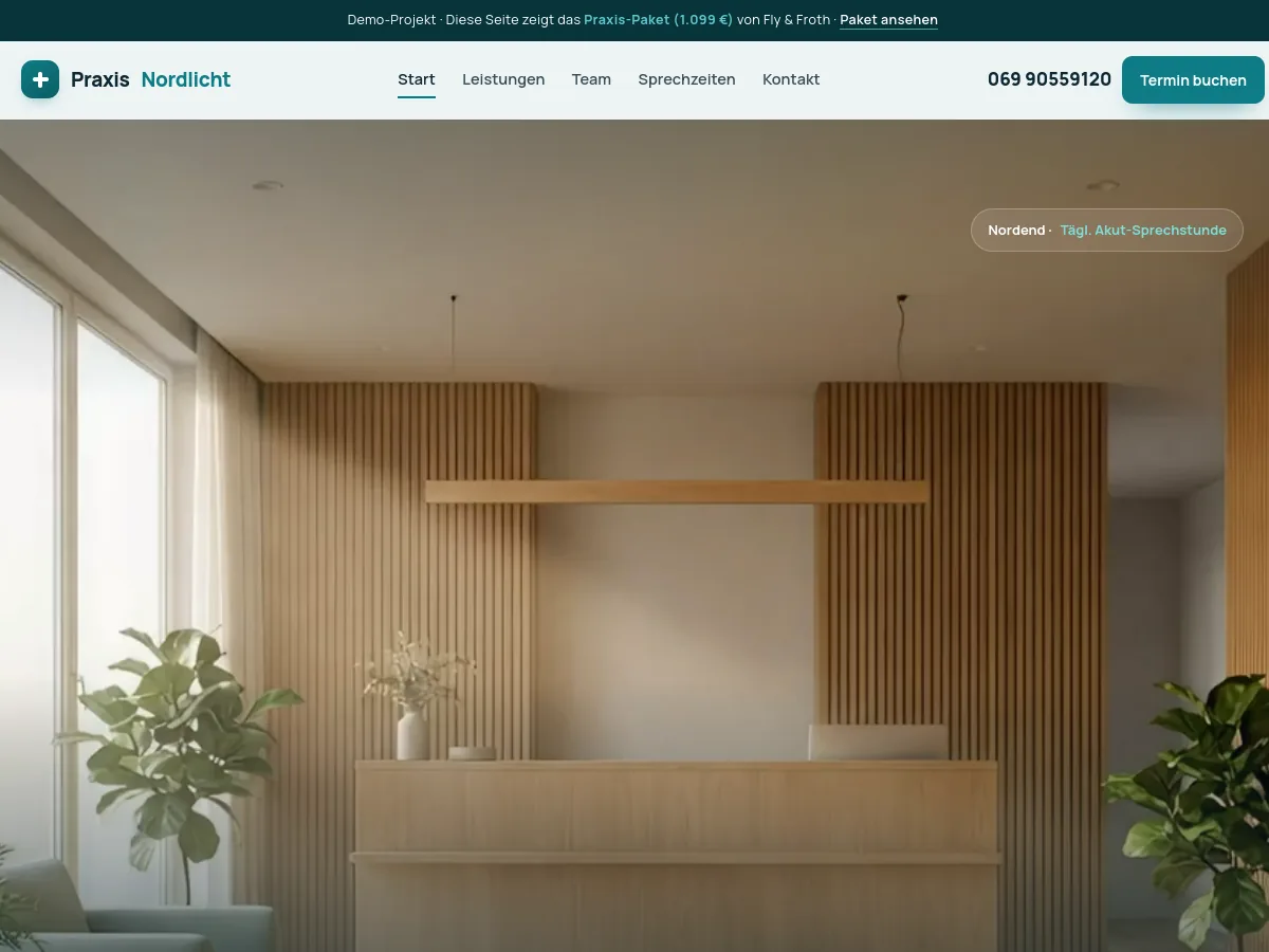 Demo-Website für eine Arztpraxis – Fly & Froth