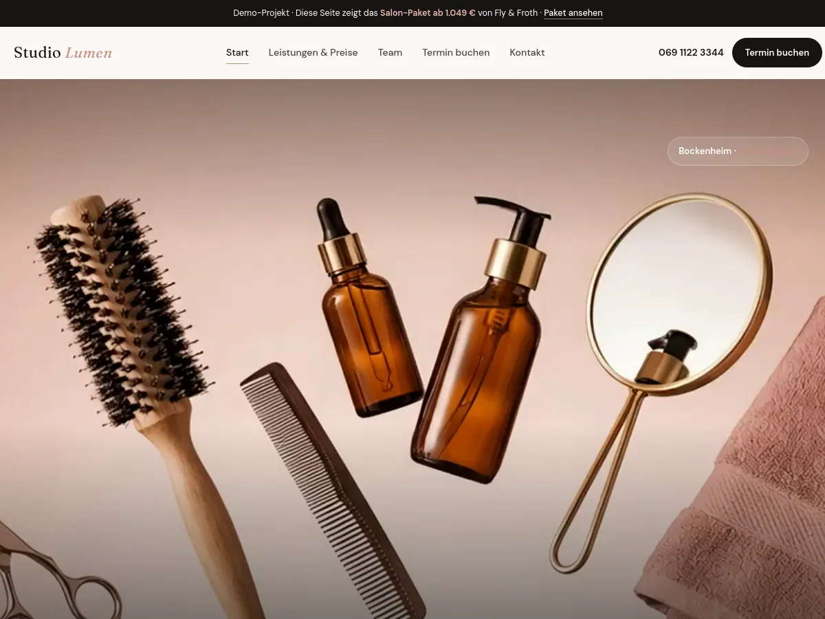 Demo-Website für einen Salon – Fly & Froth