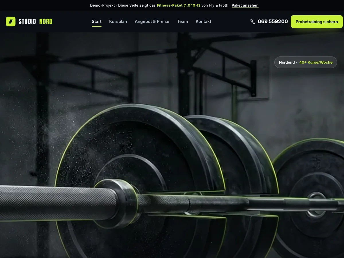 Studio Nord – Website-Demo von Fly & Froth