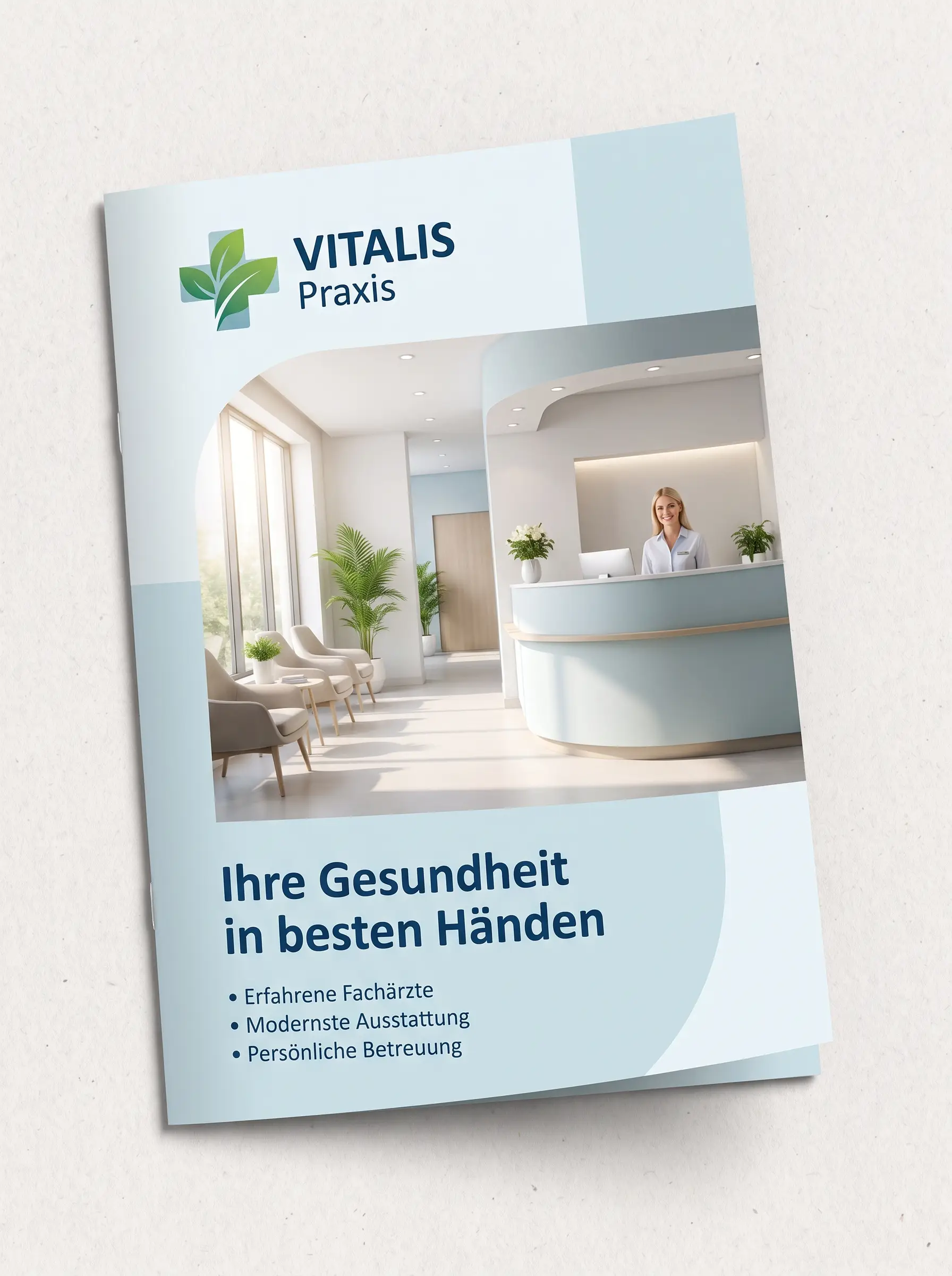 Praxis-Broschüre – Design-Demo von Fly & Froth