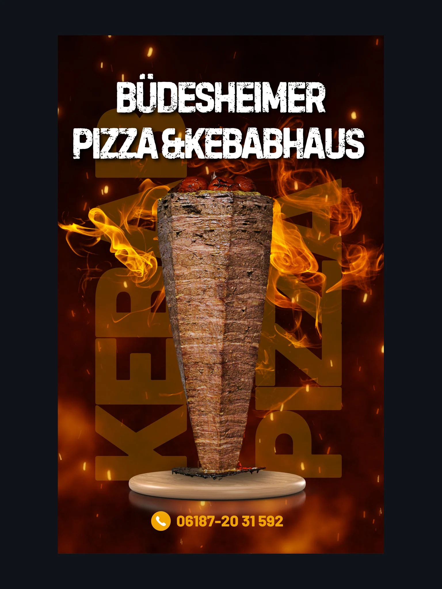 Döner-Plakat für Büdesheimer Pizza & Kebabhaus – umgesetzte Kundenarbeit von Fly & Froth