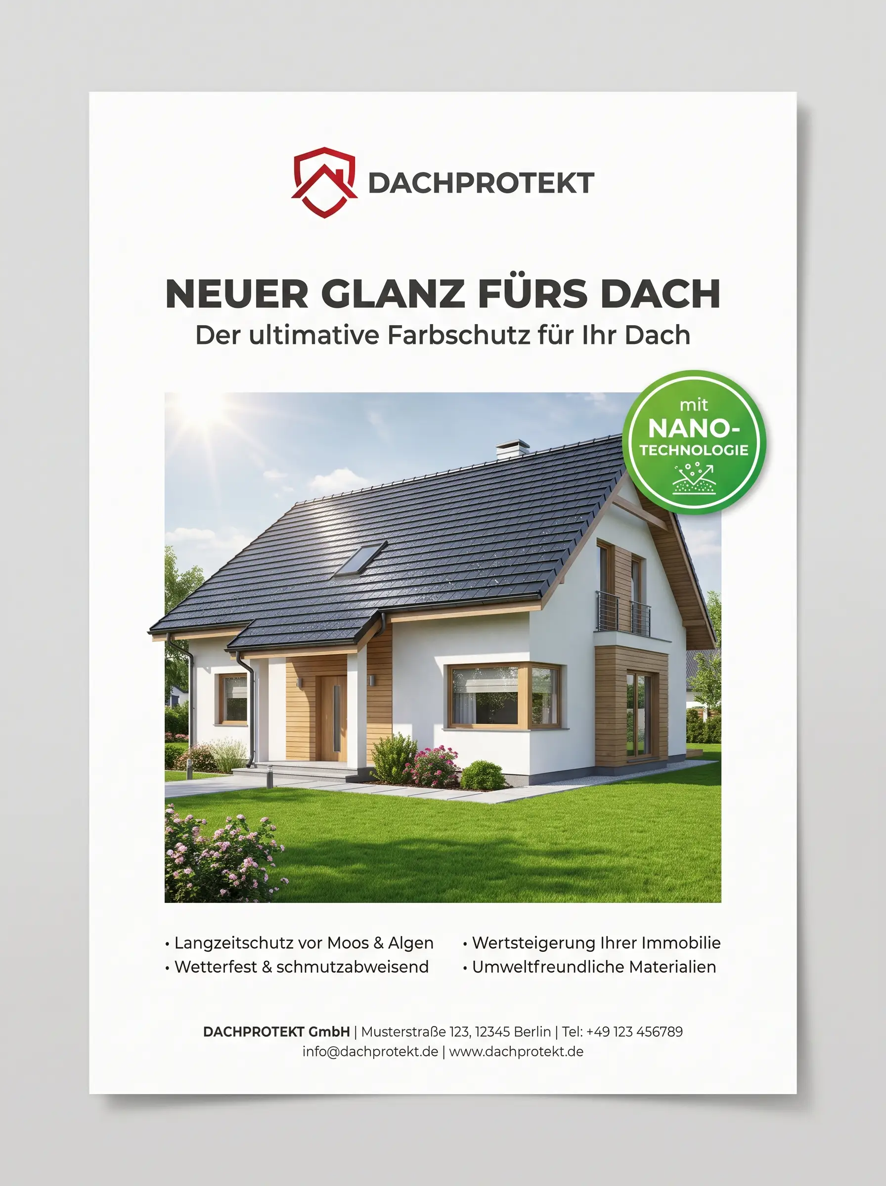 Dachbeschichtung-Flyer – Design-Demo von Fly & Froth