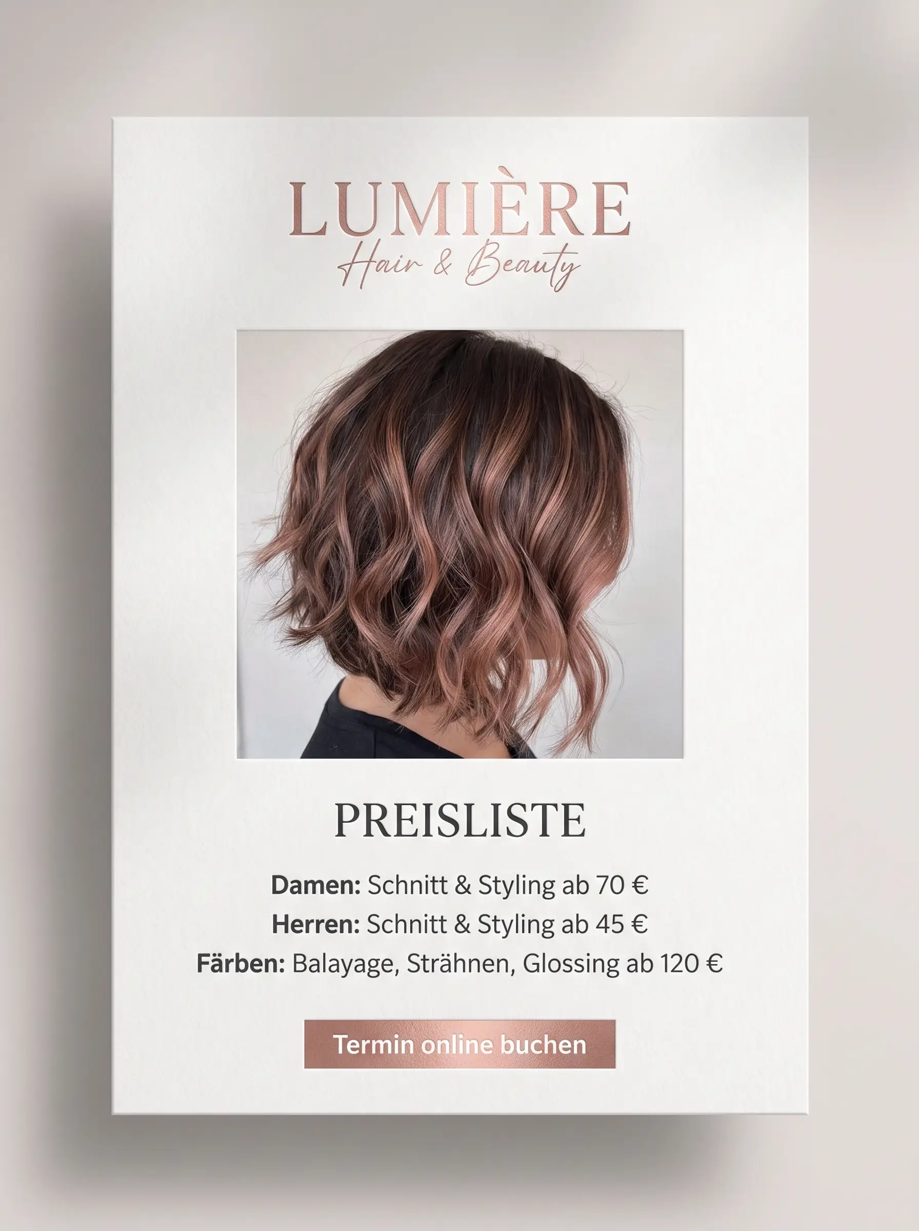 Salon-Preisflyer – Design-Demo von Fly & Froth